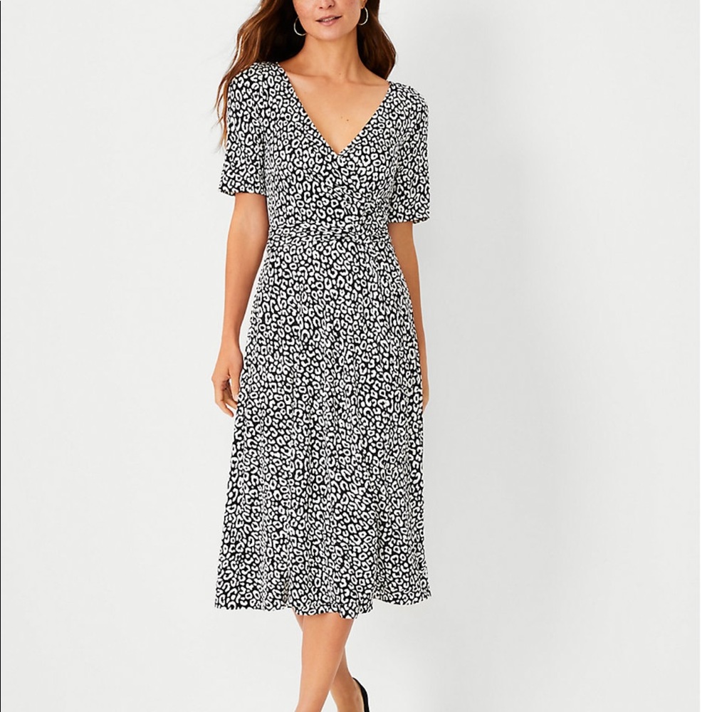 Ann Taylor Animal Print Wrap Dress, Sz 2